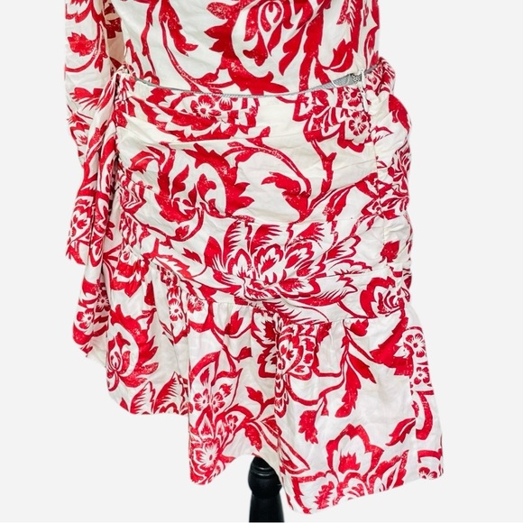 ZARA FLORAL PRINTED MINI SKIRT red/white size L. 2 piece skirt set, mini skirt - Picture 9 of 16